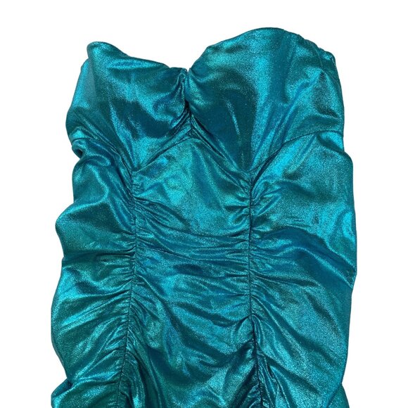 Elizabetta Franchi Metallic Blue Strapless Mini Dress EU 42 US 6 S Club 7030 - Picture 5 of 14